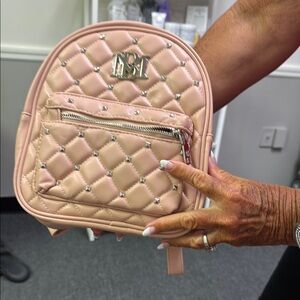 Badgley Mischka Pink Quilted Backpack Luxe Design